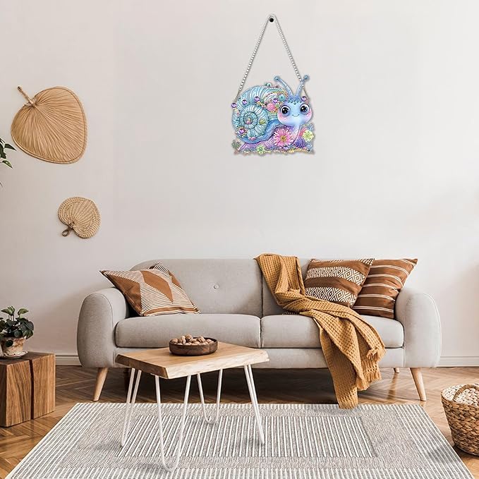 DOMROM Snail Diamond Art Hanging Kits for Adults Beginners, Special Shaped Crystal Diamond Painting Snail Pendant, DIY Diamond Art Suncatchers Animal for Home Garden Wall Decor Gift