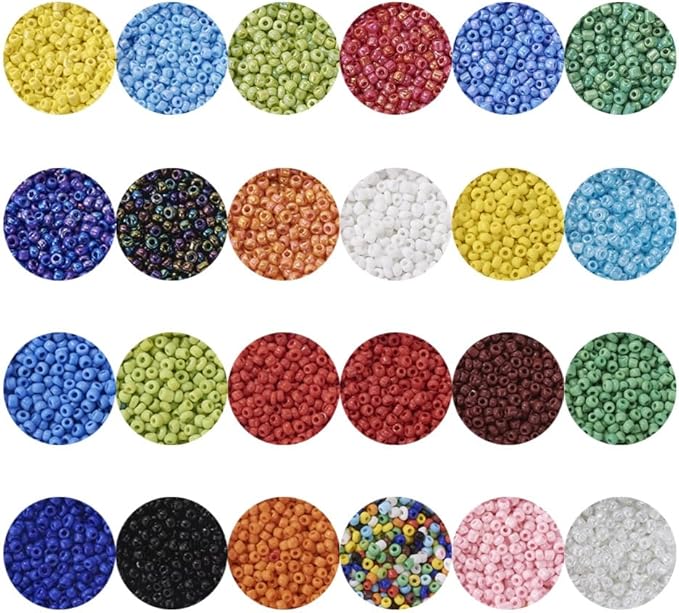 2mm Glass Seed Beads Jewelry Making Kit, 2 Boxes 48 Colors Small Bead Friendship Bracelet Set with Pendants, Letter Beads & Elastic Cord, Gift for Craft Enthusiasts