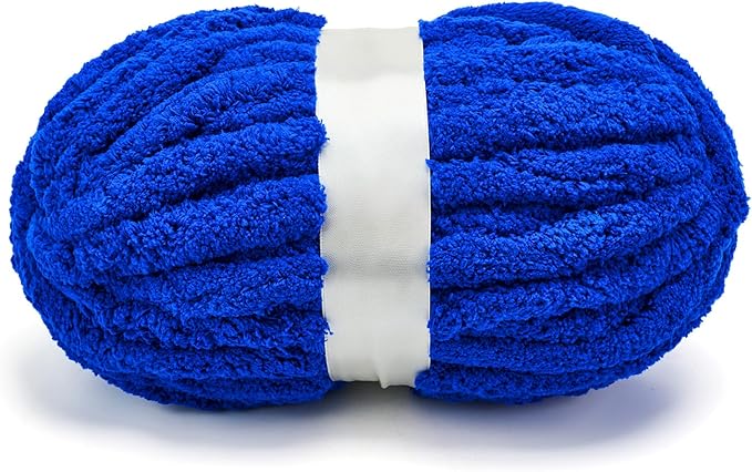 Chunky Yarn for Hand Knitting, Jumbo Chunky Yarn for Crocheting, Chunky Chenille Yarn, 1 Pack (32 yds 8.5 oz Each Skein),#7, Purplish Blue
