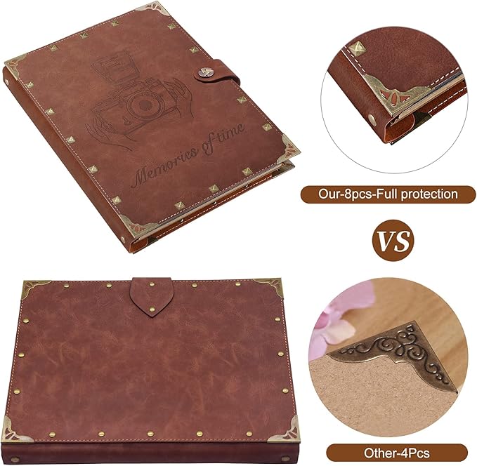 ZEEYUAN DIY Scrapbook Photo Album 60 Pages Leather Memory Photo Book 8.5x11 inch,Vintage Travelling Scrapbook Family Scrap Book Scrapbooking Supplies Kits for Couples