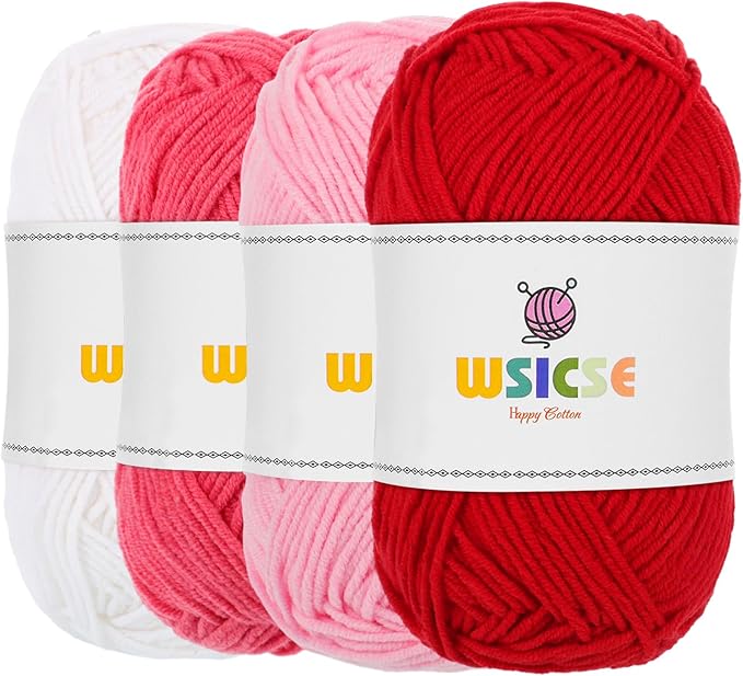 4 PCS Crochet Yarn, 560 Yard Soft Yarn for Crocheting Assorted Colors Fluffy Yarn for Hand Knitting Easter Decorations Gifts 1 Skein/140 Yard-Pink