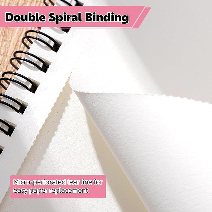 4 pack sketch book, 8.5 x 11inch sketchbook, 68lb/100gsm spiral bound sketch pad, acid free art supplies drawing painting sketching paper for woman artists (30 sheets each)