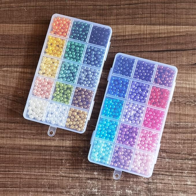INSPIRELLE 1800 Pieces 6mm Pearl Beads 30 Colors Plastic Spacers Beads for Jewelry Making and Crafting