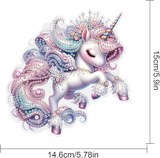 Unicorn Diamond Painting Hanging Kit, DIY 5D Acrylic Diamond Art Pendant with Special Shaped Rhinestones, Colorful Unicorn Ornament for Wall, Door, or Garden Decoration, Handmade Gift for Adults