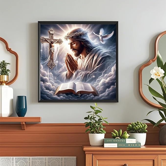 hkejoi Jesus Paint by Numbers Kit for Adults Beginners, Christian Paint by Number for Adults, Religious Painting by Number DIY Acrylic for Gift Home Decor 16x16 in