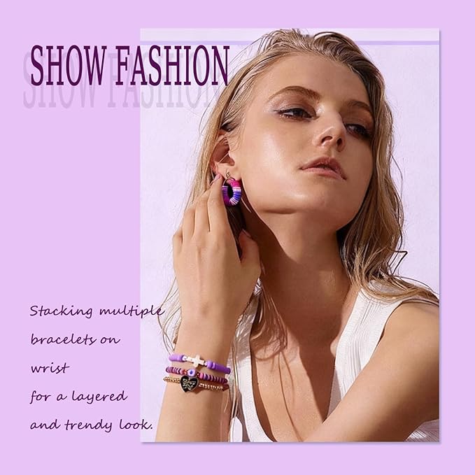 3500pcs Purple Clay Beads for Bracelets Making 6mm Heishi Beads Polymer Flat Round Disc Clay for Jewelry Making Purple Bead Crafts