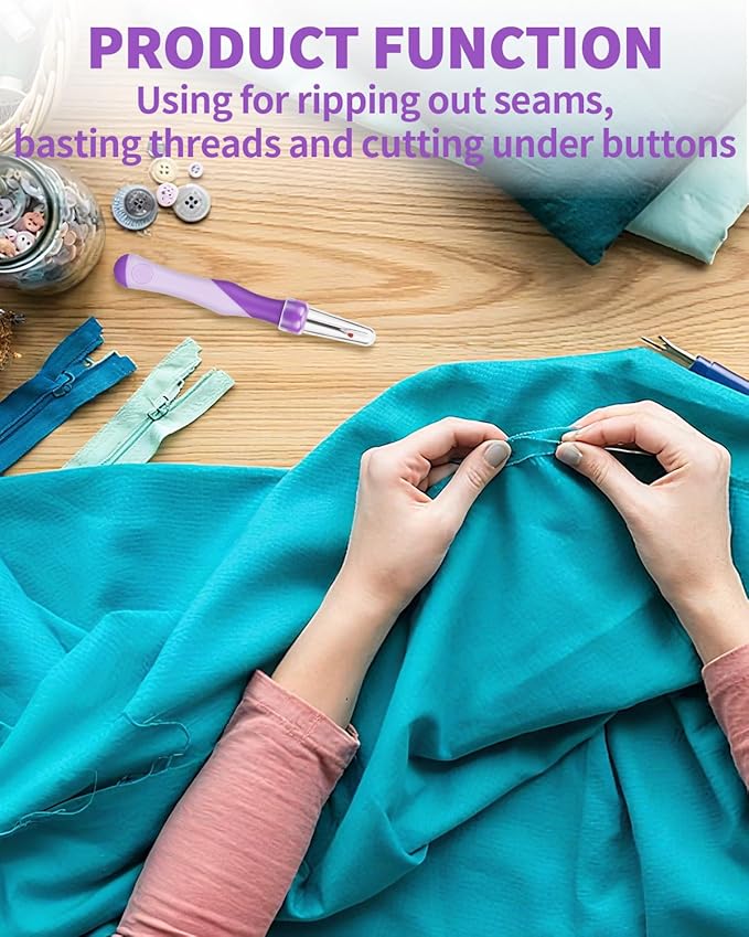Needle and Thread Seam Ripper, Rippers for Sewing and Thread,Remover Stitch Tool for Hand Sewing, Knitting, Cross Stitching, Embroidery and Thread Removal (Purple)