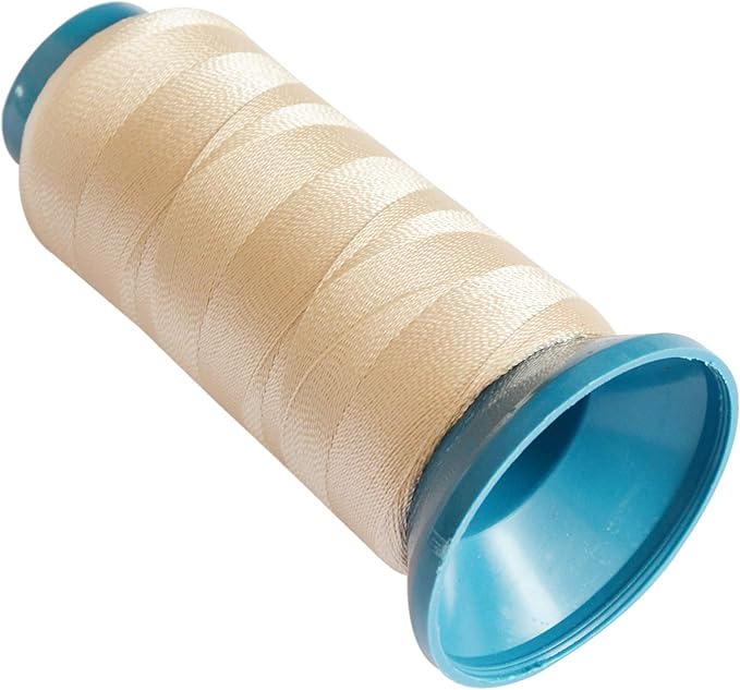 YANTAISIYU Beige Polyester Thread, 1500 Yards, Sewing Thread for Wigs, Hair Extensions, DIY Sewing, Includes 12pcs C Type Needles