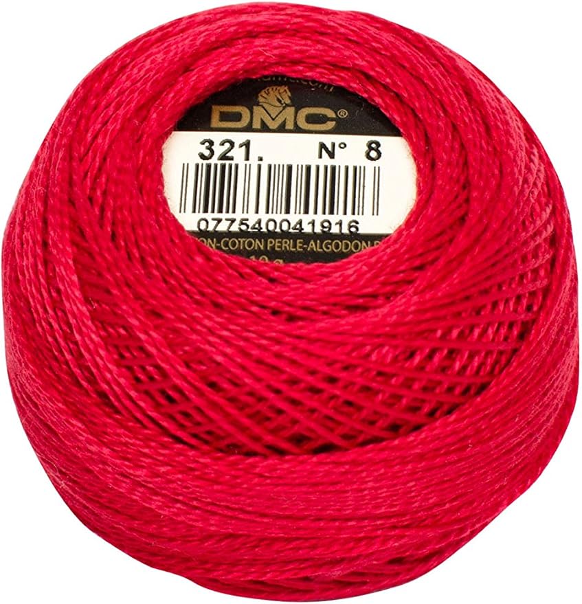 DMC 116 8-321 Pearl Cotton Thread Balls, Red, Size 8