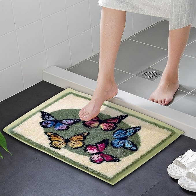 Latch Hook Kits, Butterfly DIY Latch Hook Rug Crafts for Adults Cushion Cross Stitch with Printed Canvas Pattern Embroidery for Home Decor Gift 52X38cm/20.5 Inch X15 Inch
