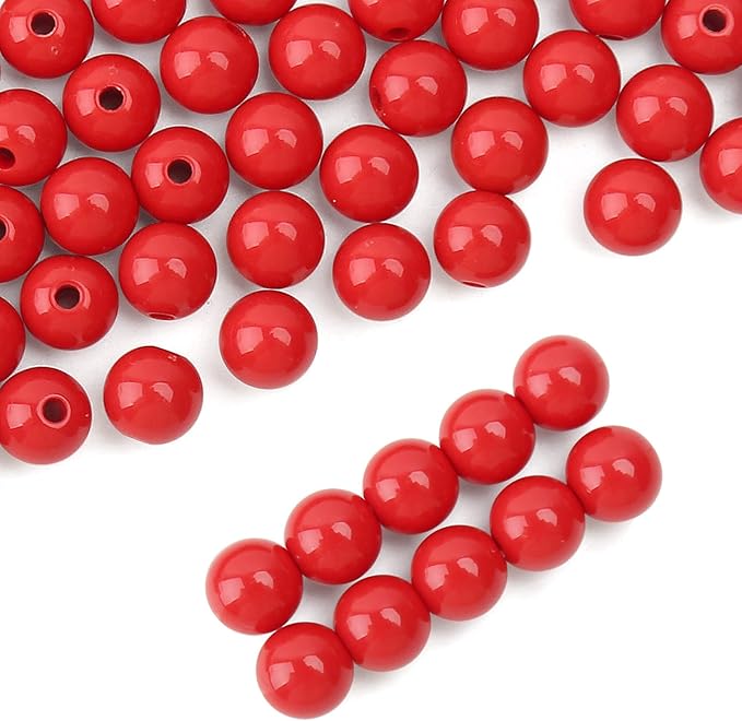 bonny boxx 100pcs 12mm smooth red acrylic round beads, plastic resin bubblegum balls chunky gumball beads for necklace and bracelet making, crafting supplies