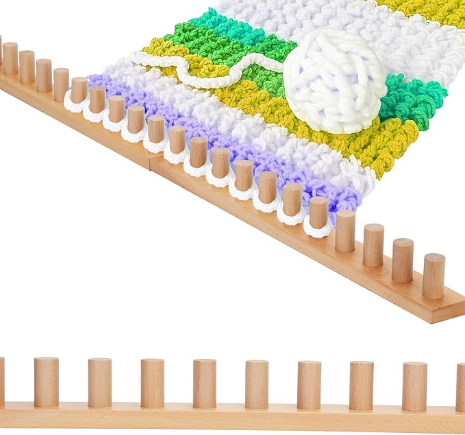 Sienson 52" Chunky Knitting Loom for Blanket Making – Foldable Wood Frame, Portable DIY Hand Knitting Kit for Beginners, Reusable Blanket Loom for Bulky Yarn Crafts & Gifts