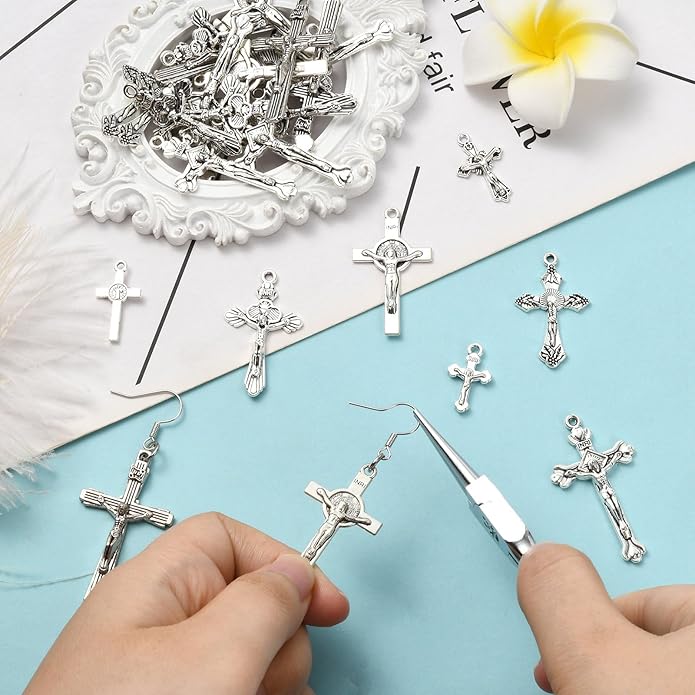 Antique Silver Cross Drink Insect Animal Theme Charms for DIY Jewelry Bracelet Necklace Earring Keychain Decor