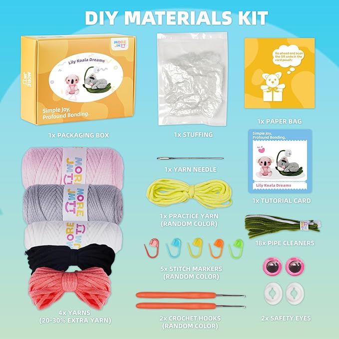 MOREJMTT Crochet Kit for Beginners, Crochet Animal Kits,Crocheting Kit for Starters, Learn to Crochet with Step-by-Step Video Tutorials, Beginner Crochet Kit for Adults(2 Pack Koala)