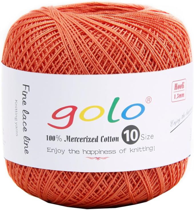 golo Crochet Thread Crochet Yarn for Crocheting Cotton Yarn for Hand Knitting Orange Yarn 215