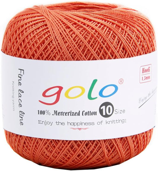 golo Crochet Thread Crochet Yarn for Crocheting Cotton Yarn for Hand Knitting Orange Yarn 215