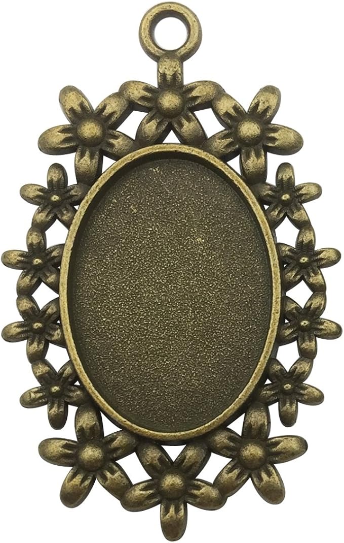 20pcs 18x25mm Oval Bezel Pendant Base Trays Cabochon Settings Trays Pendant Blanks 20pcs Mixed No Duplicate (M116)