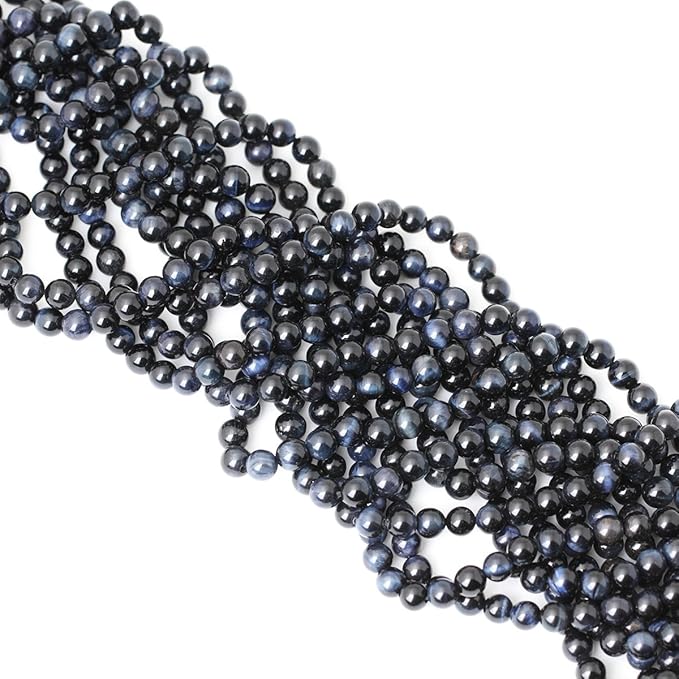 cheavian 60pcs 6mm natural blue tiger eye gemstone round loose beads for jewelry making diy findings 1 strand 15"