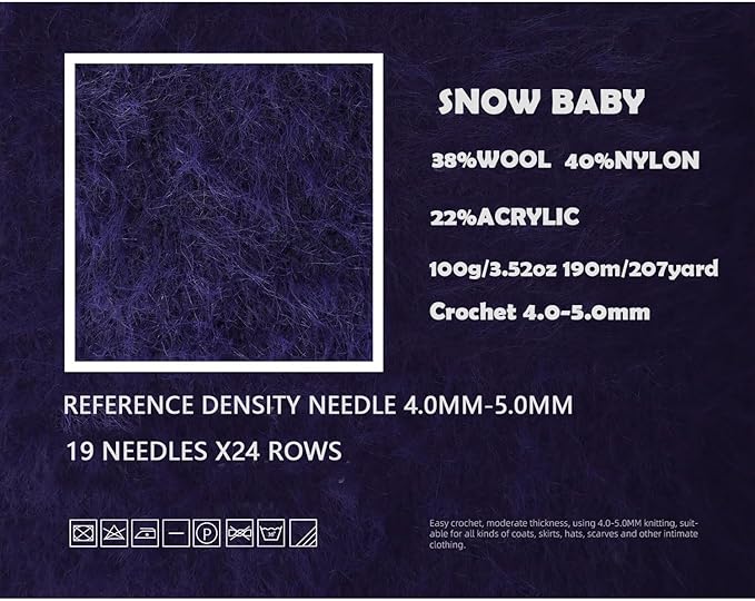 Snowbaby Wool Acrylic Blend Long Pile Yarn,(Worsted) Warm and Luxurious Fuzzy Yarn for Knitting and Crocheting DIY Hats Scarves Sweaters, 2 * 3.52oz/100g 207yds(02-Wheat)