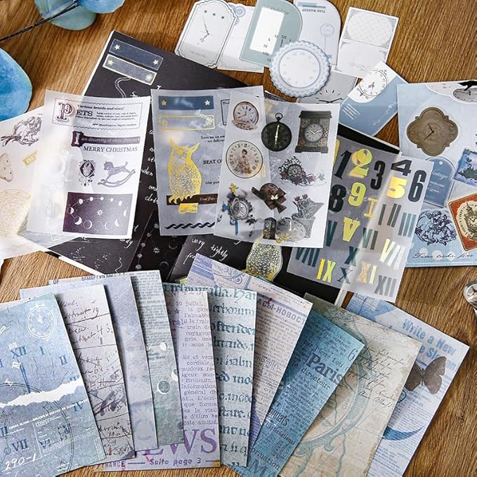 Diuhofart Scrapbook Kits for Adults, Vintage Aesthetic Stickers Paper Frame Scrapbooking Supplies Set Collage Materials for Junk Journaling, Scrap Booking, Card Making, Crafts Arts
