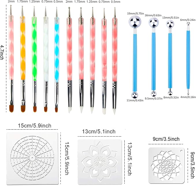 Mandala Dotting Tools,Augshy 58PCS Dot Painting Tools Set Rock Painting Supplies with a Blue Zipper Waterproof Storage Bag for Painting Rocks