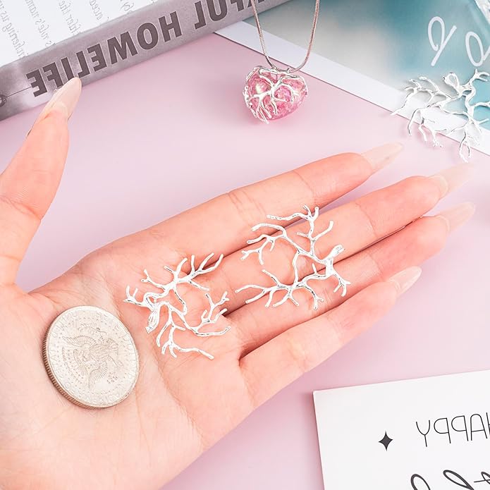Branch Shape Blanks, Adjustable Claw Pendant Trays, Hypoallergenic Brass Branch Prong Pendant Bezels for Jewelry Making Bracelet Earrings Necklace DIY Crafts