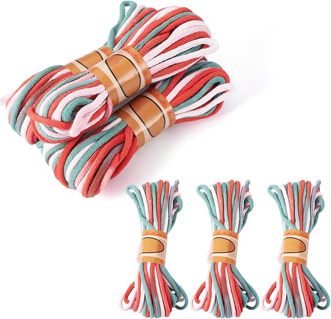 98.46 Feet Christmas Theme 3-3.5mm Macrame Cord Twisted Soft Macrame Rope Segment Dyed Decorative Cord Sewing Twine Craft Thread for DIY Crafts Knitting Plant Hangers Christmas Wedding Decor