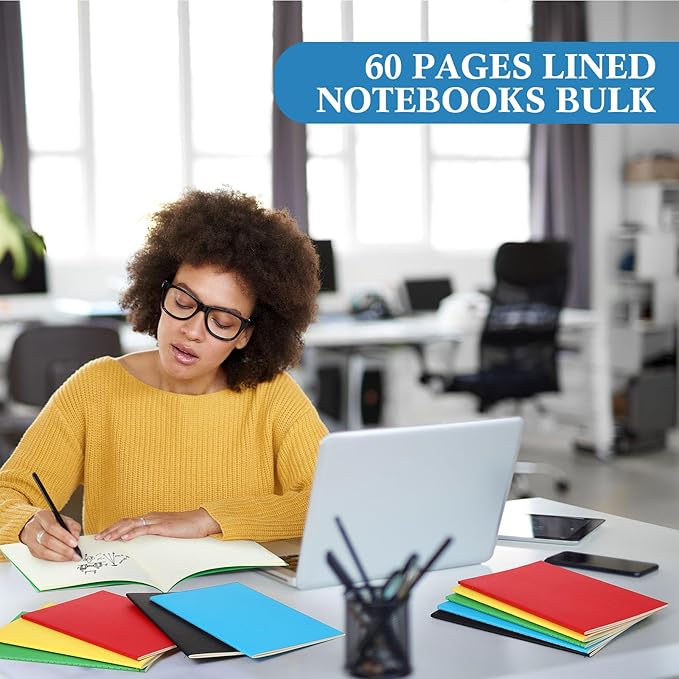 mimorou 100 pcs journals notebooks bulk - kraft softcover a5 small notebooks 5.5 inch x 8.3 inch notepads with 60 page 30 sheet for writing sketch travel office supplies(multicolor,lined)