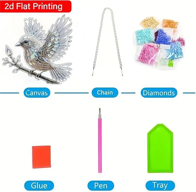 ARPADAMO Hanging Diamonds Art kit for Adult,DIY Bird Pendant Diamonds Painting Art Kit, 7.8x7.8 inch Acrylic Diamonds Painting Board Kit Ornament, Special Crystal Diamond Hanging Ornament