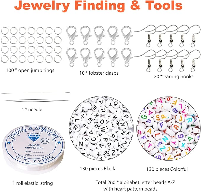 48000-Piece 2mm Seed Beads & Alphabet Beads Kit – 12/0 Ultra-Fine Jewelry Making Supplies, Including Elastic String, Earring Hooks & Clasps – All-in-One DIY Craft Set for Bracelets & Necklaces
