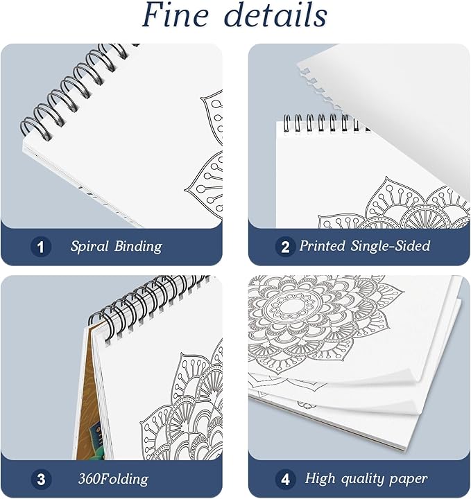 CKMOREL Mandala Coloring Book for Adult Spiral Bound Lay Flat Mandala Coloring Book for Women 24 Pages One Sided Design Gift for Adult to Relax and Relieve Anxiety - Beauty of Mandala