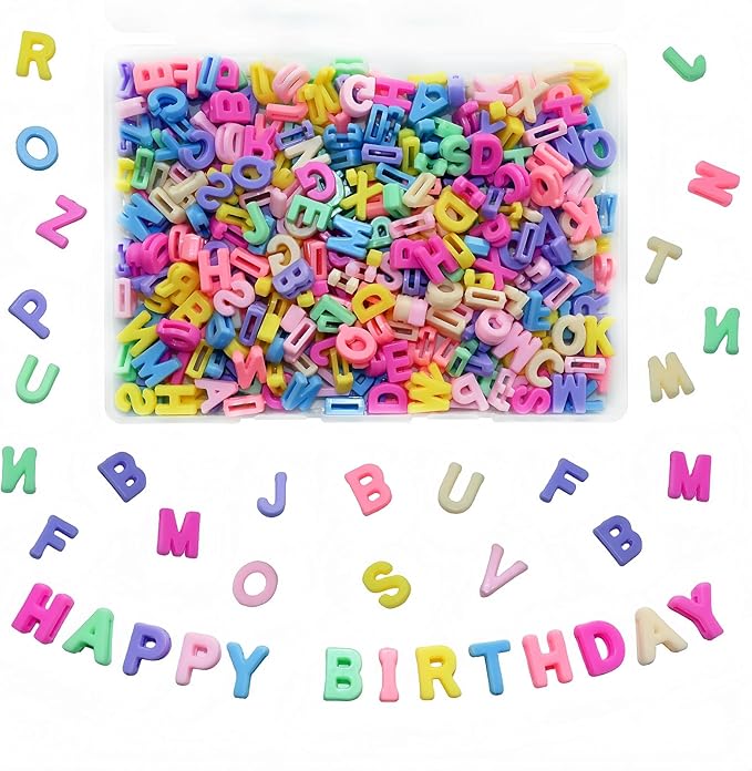 400pcs Macaroon Alphabet Letter Beads,Bulk A-Z Resin Pendants,3D Loose Letter Beads,Plastic Initial Charms for Jewelry Making,Key Chains,Crafts