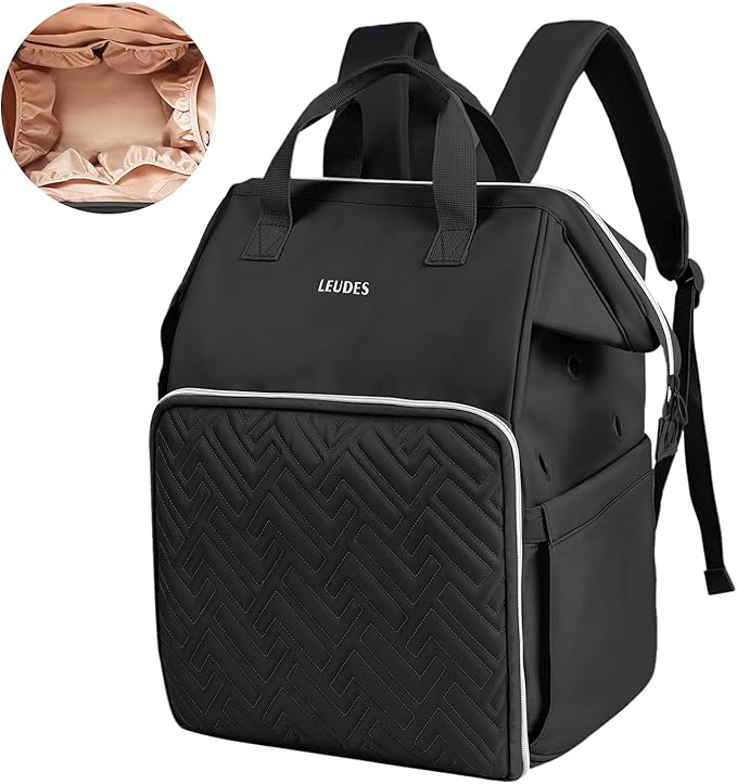 Leudes Knitting Bag Backpack,Yarn Storage Organizer Large Crochet Bag Tote Christmas Gift Yarn Holder Case for Carrying Projects,Knitting Needles (Black)