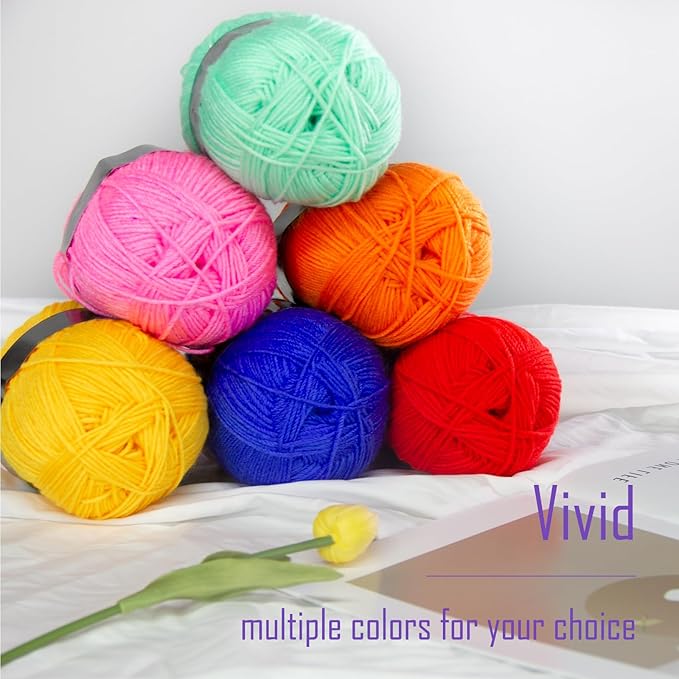 Crochet Acrylic Yarn 560 Yards, 2 Pack 150g/5.3oz Each, 3 Light Worsted Yarn for Crocheting & Knitting (Bright Yellow)