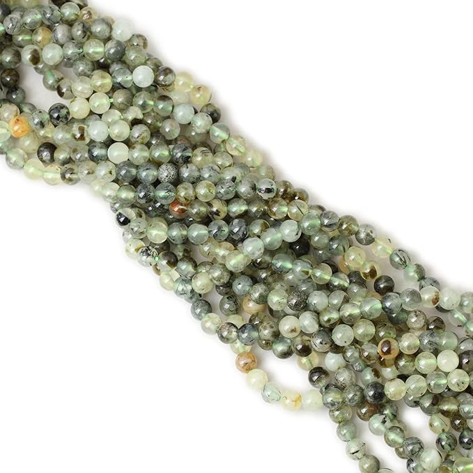 cheavian 60pcs 6mm natural prehnite gemstone smooth surface round loose beads for jewelry making 1 string 15 inches