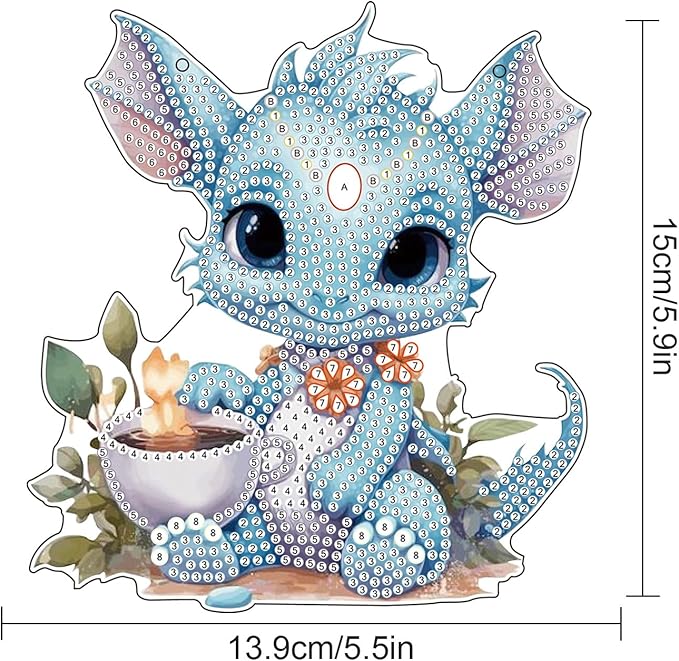 AiYuanzsh Blue Dragon Diamond Art Hanging Pendant Kit, 5D DIY Acrylic Diamond Painting Ornament with Special Shaped Rhinestones, Fantasy Wall or Window Decoration, Unique Handmade Gift for Adults