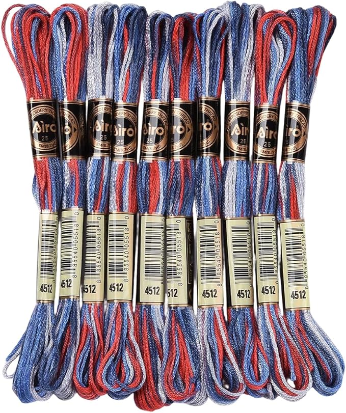 10 Skeins 87.5 Yards 6 Ply Variegated Royal Blue Cross Stitch Floss Segment Embroidery Thread Gradient Friendship Bracelet String Yarn Bulk for Sewing Making Jewelry Needlecraft Knitting