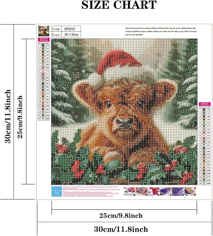 Semneroy Christmas Diamond Art Kits for Adult,Highland Cow Xmas Diamond Painting for Beginnger,DIY Full Drill Winter Holiday Rhinestone Diamond Dots Gem Painting Art Craft Home Decor 12 x12 Inch