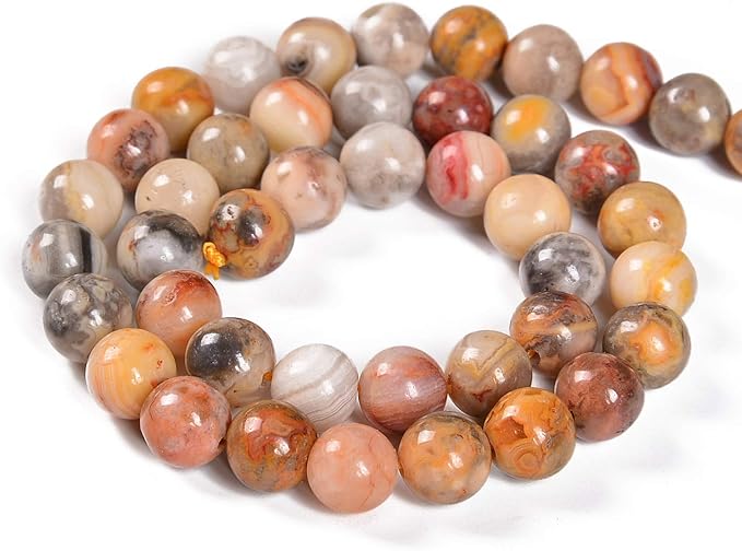 60pcs 6mm Natural Crazy Lace Agate Gemstone Round Spacer Loose Stone Beads for Jewelry Making 15.5" 1 Strand (Crazy Lace Agate, 6mm 60Beads)