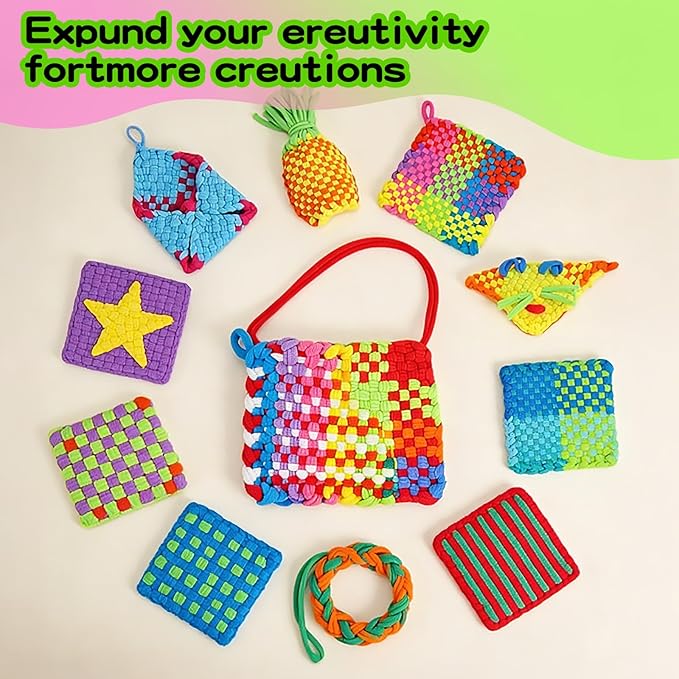 HABSKT Creative Weaving Loom Kit, DIY Arts & Crafts for Kids and Adults, Makes Potholders and Bags, Ideal Birthday Gift for Girls Ages 6-12