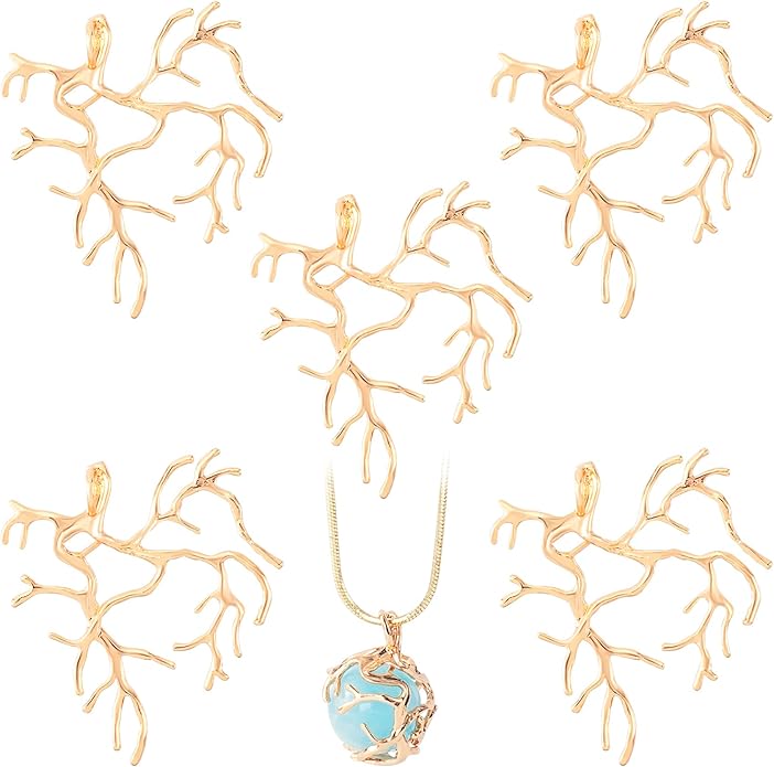 Branch Shape Blanks, Adjustable Claw Pendant Trays, Hypoallergenic Brass Branch Prong Pendant Bezels for Jewelry Making Bracelet Earrings Necklace DIY Crafts