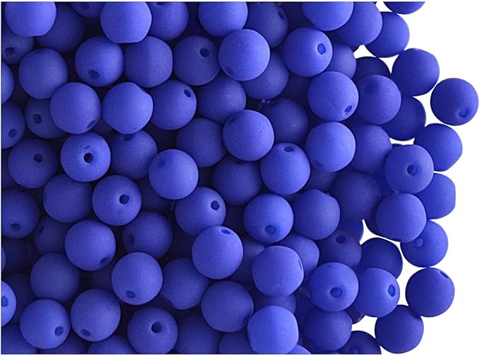 200 pcs Czech Glass Round Pressed Beads Estrela Neon (UV Active), 4 mm, Dark Blue