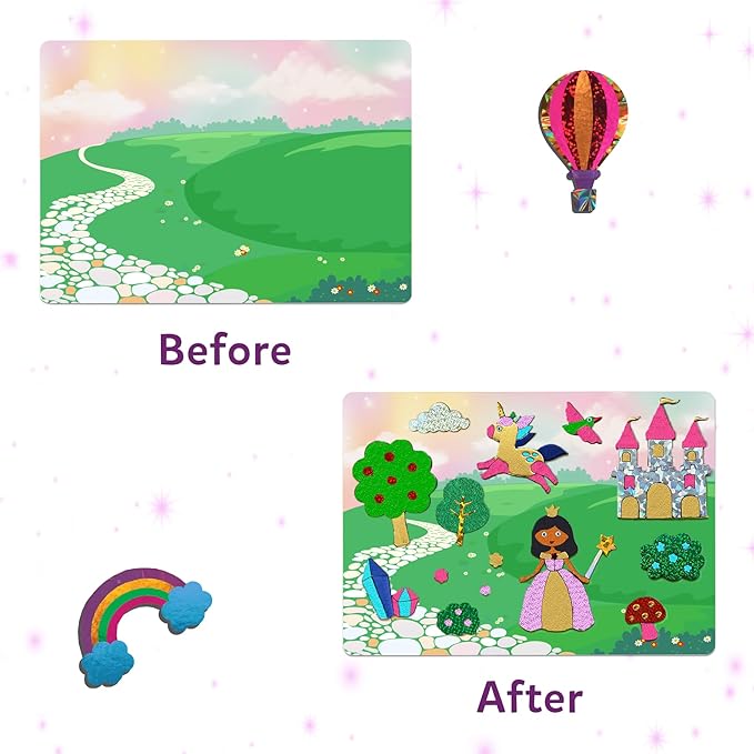 skillmatics foil fun - unicorns & princesses, no mess art for kids, craft kits & supplies, diy creative activity, travel toys, valentine’s day gifts for ages 4, 5, 6, 7, 8, 9