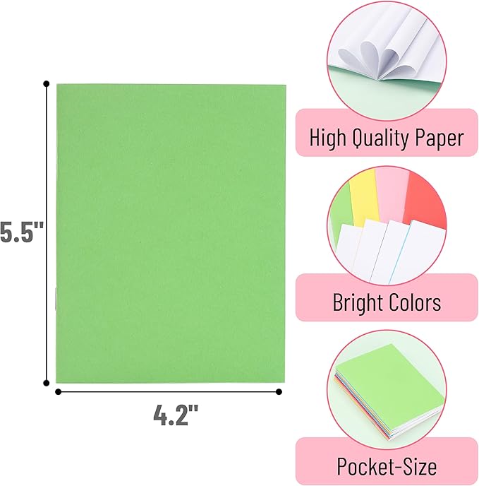 Mr. Pen- Colorful Blank Books, 4.2 x 5.5 Inches, 32 Pages, 8 Pack, Blank Notebooks for Kids, Mini Notebooks for Kids, Mini Journal for Students, Blank Journal for Kids, Unlined Notebook, Kids Journal