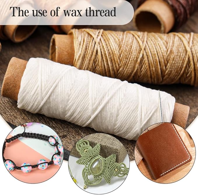 BUTUZE 330 Yards Leather Sewing Waxed Thread - 150D 33 Yards Per Spool Stitching Thread for Leather Craft DIY,Bookbinding,Shoe Repairing,Hand Sewing