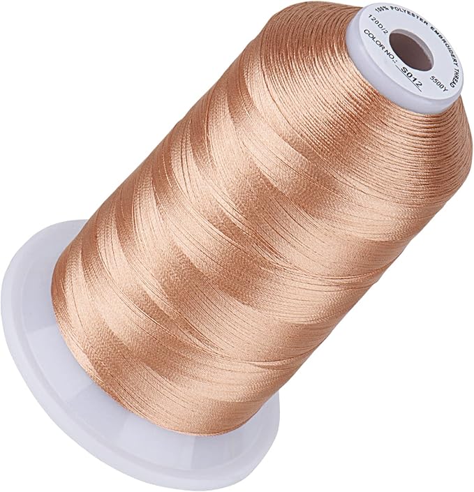 Simthread 5500Yds Embroidery Thread, 5000M High-Yardage 40WT 100% Polyester Thread – 170+ Vivid Colors, High-Speed Rated – Compatible with Brother, Singer, Janome & More - Conch Shell S012