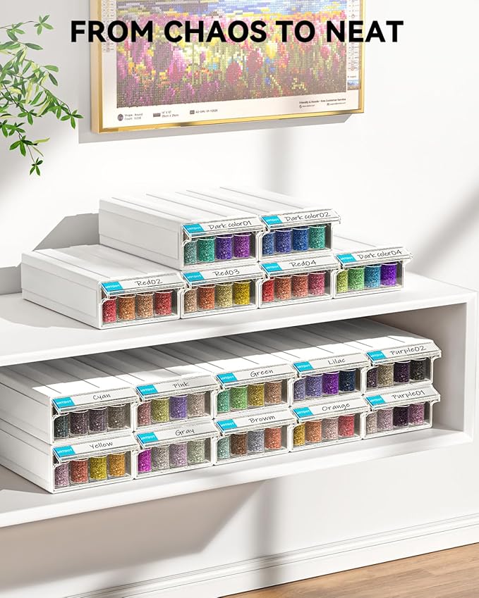 ARTDOT 9-Pack Interlocking Storage Containers for Diamond Art Kits for Adults, 288 Slots Storage Box for Diamond Painting Accessories and Tools