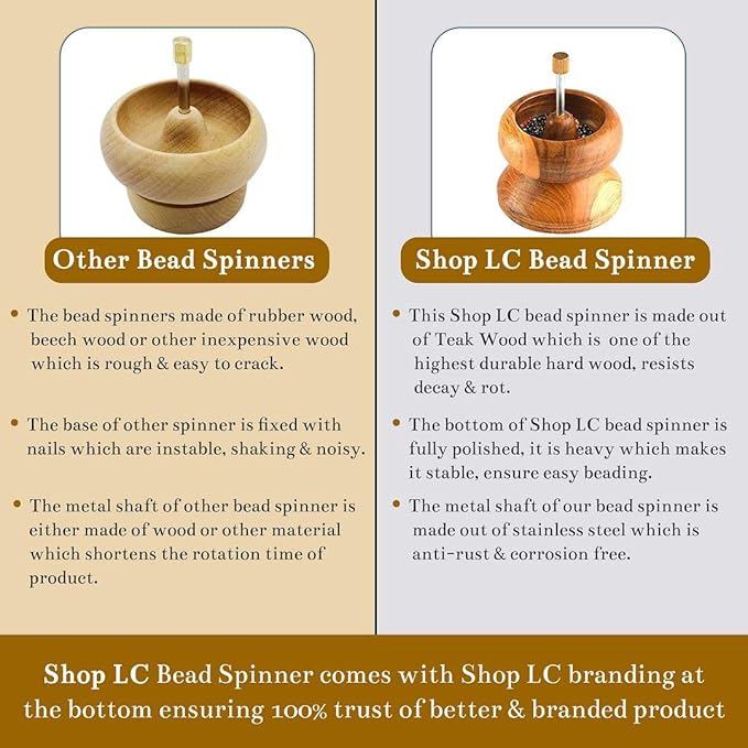 Shop LC Seed Bead Spinner for Bracelet Making Kit - Clay Beads Spinner with Big Eye Beading Needle and 3 Meter Long Thread Wooden Crafting Valentines Day Gifts for Womens - Teak Wood