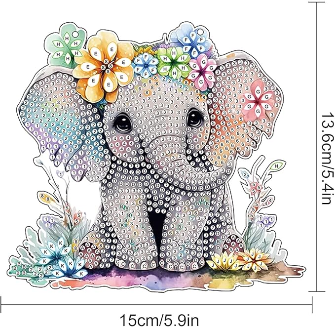 AiYuanzsh Diamond Art Painting Pendant Kits 5D Diamond Art Painting Art Hanging Kit Animal Elephant DIY Diamond Crystal Window Pendant Kit for Adults Gift Wall Home Decoration