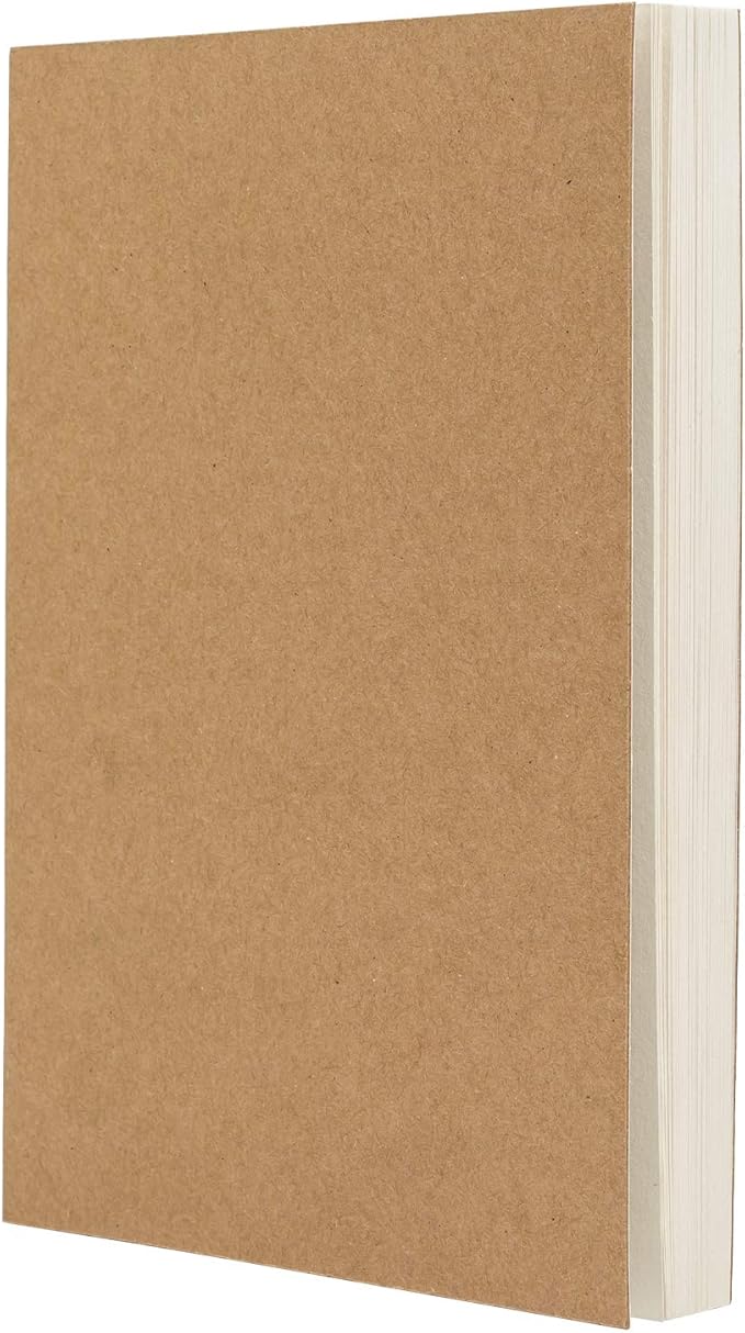 LayFlat Sketchbook - 3.75 x 5.3 Inches - Kraft Blank Note Book, 64 Sheets, Thick 100gsm Paper, for Drawing, Sketching, and journaling